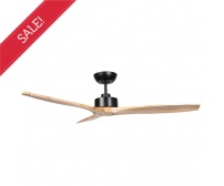 Fanco Wynd 3 Blade 54" DC Ceiling Fan with Remote Control in Matt Black with Natural Blades